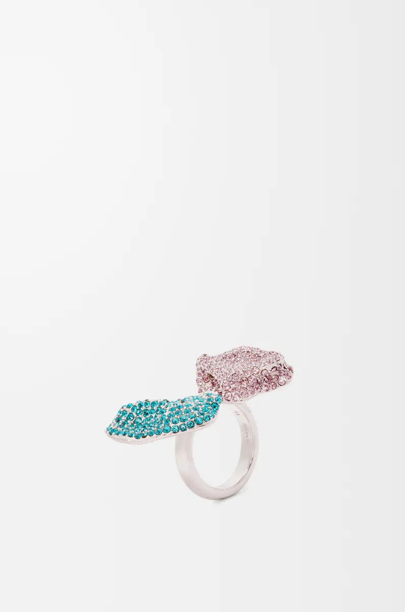 银质和水晶 Glitter Fragment 双环戒指