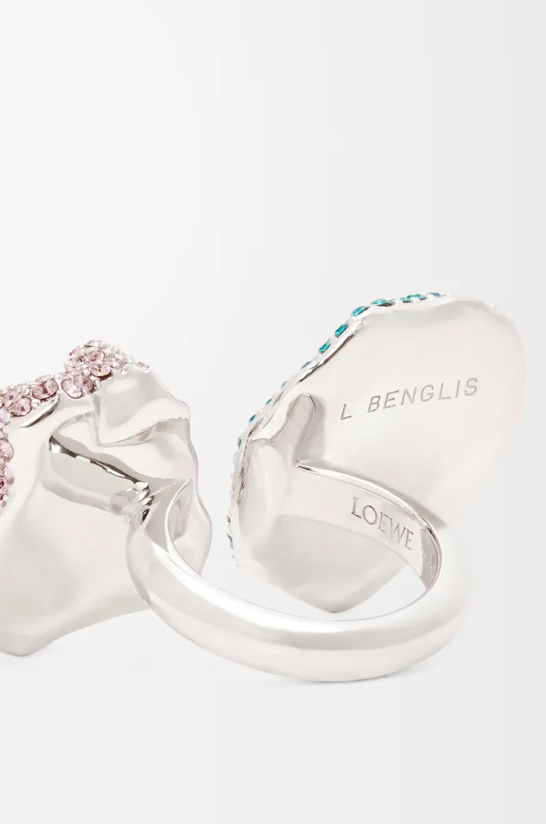 银质和水晶 Glitter Fragment 双环戒指