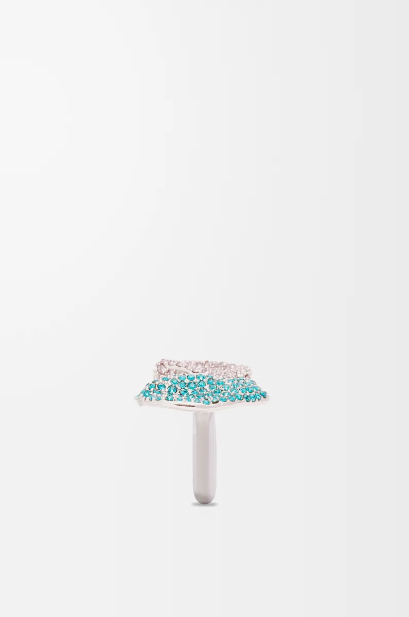 银质和水晶 Glitter Fragment 双环戒指