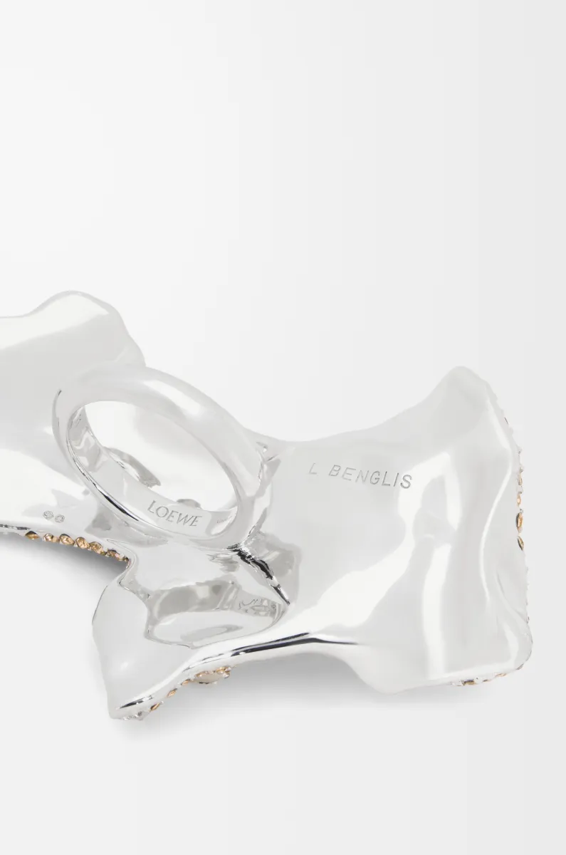 大号银质和水晶 Glitter Fragment 戒指 