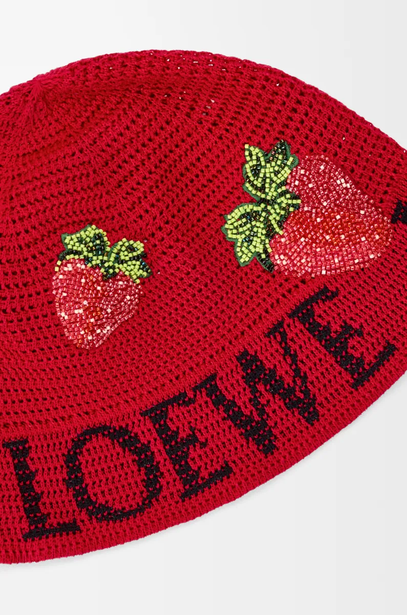 棉质草莓水桶帽