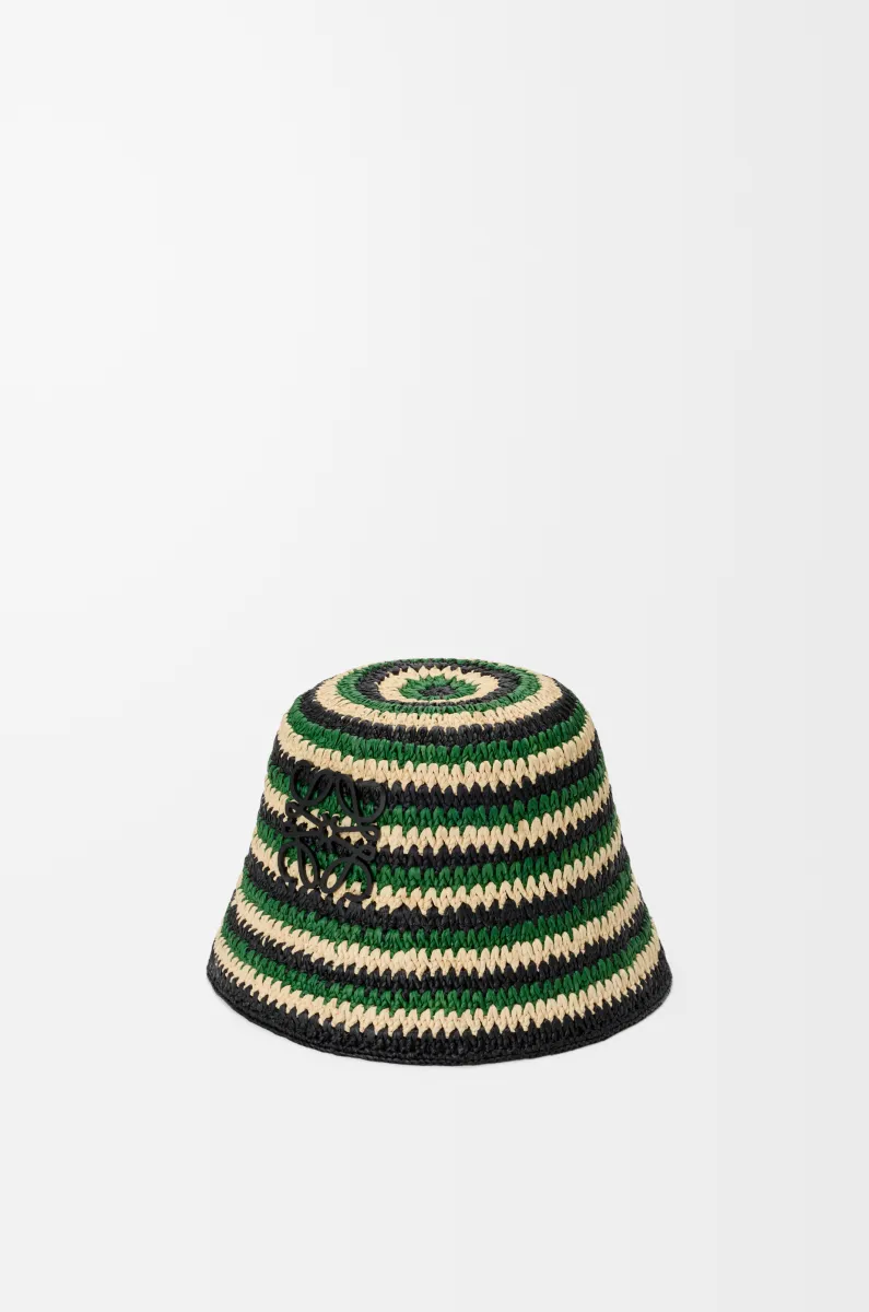 Anagram 拉菲草和牛皮革水桶帽