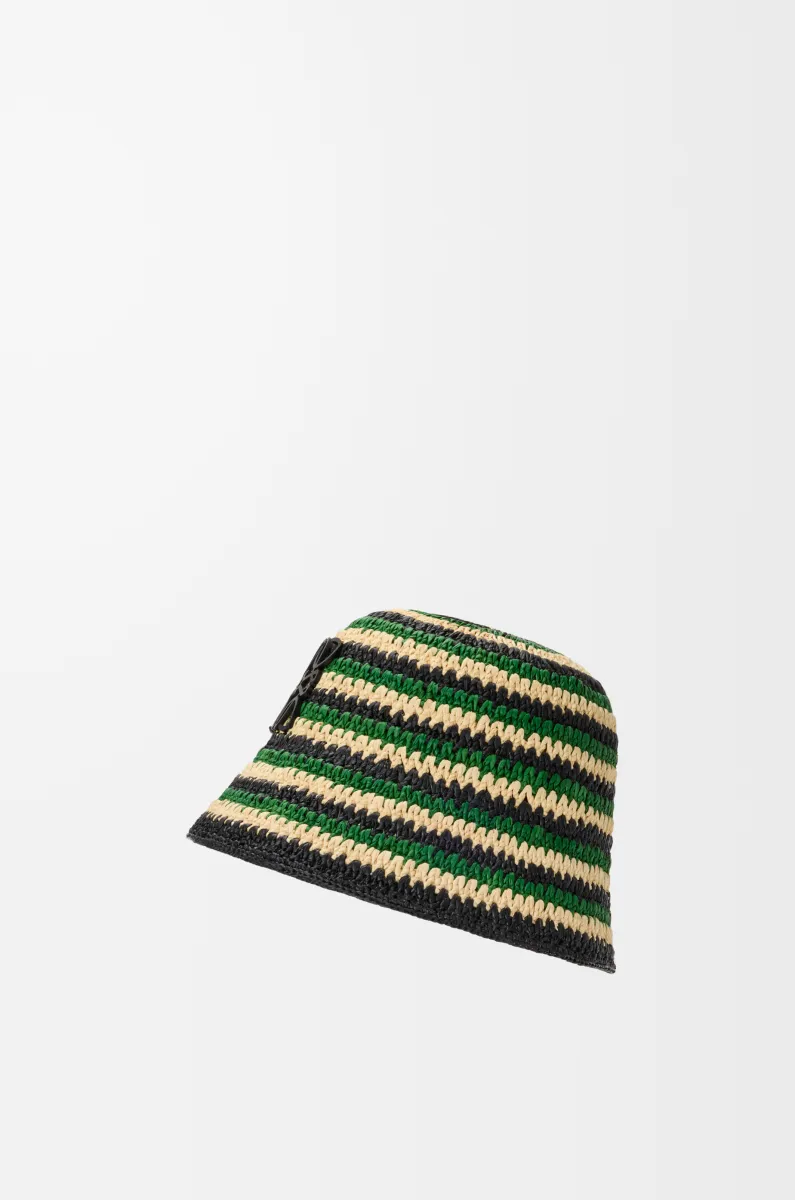 Anagram 拉菲草和牛皮革水桶帽