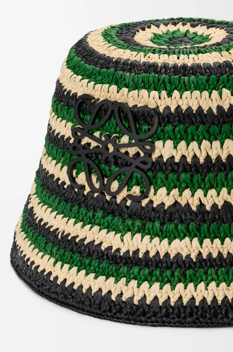 Anagram 拉菲草和牛皮革水桶帽