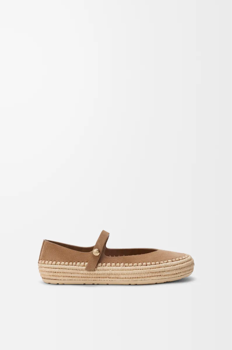 绒面革和拉菲草 Rio 玛丽珍鞋