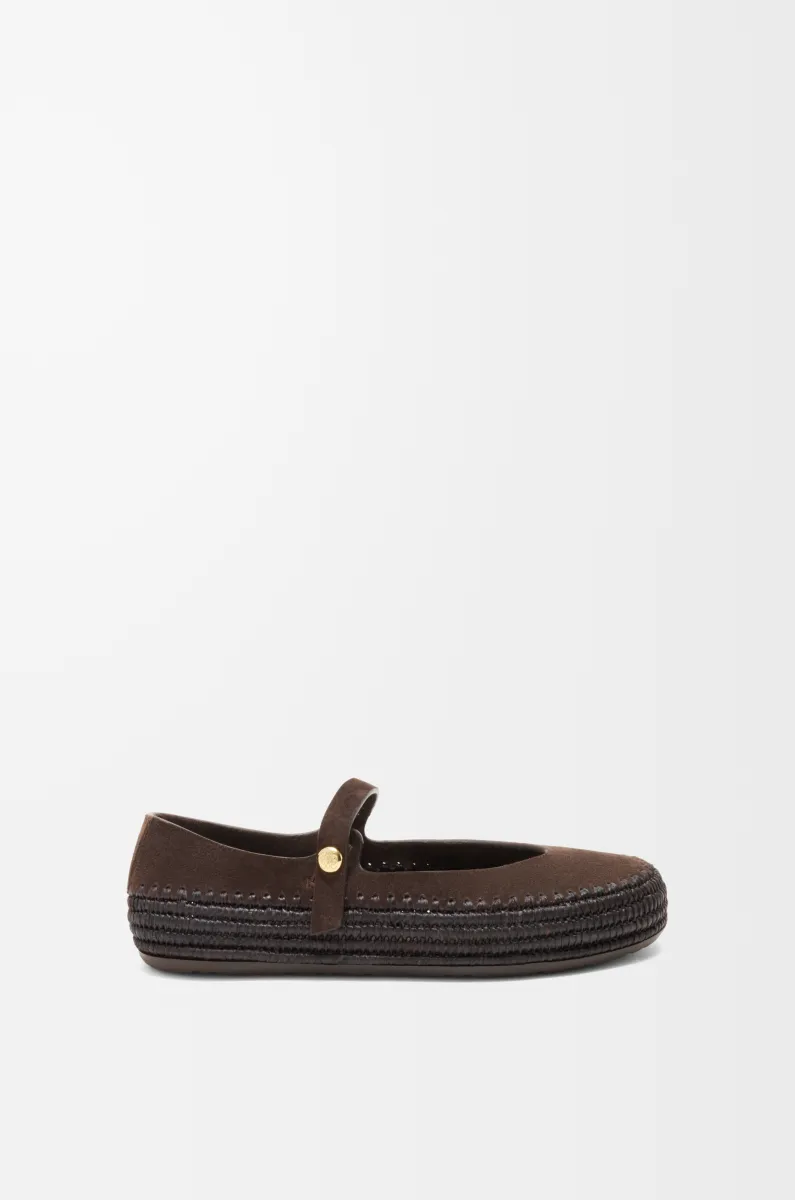 绒面革和拉菲草 Rio 玛丽珍鞋