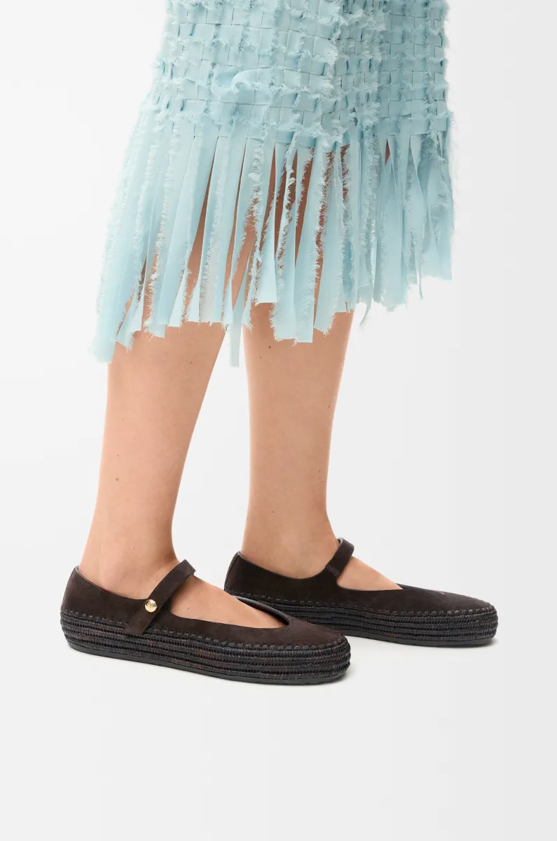 绒面革和拉菲草 Rio 玛丽珍鞋