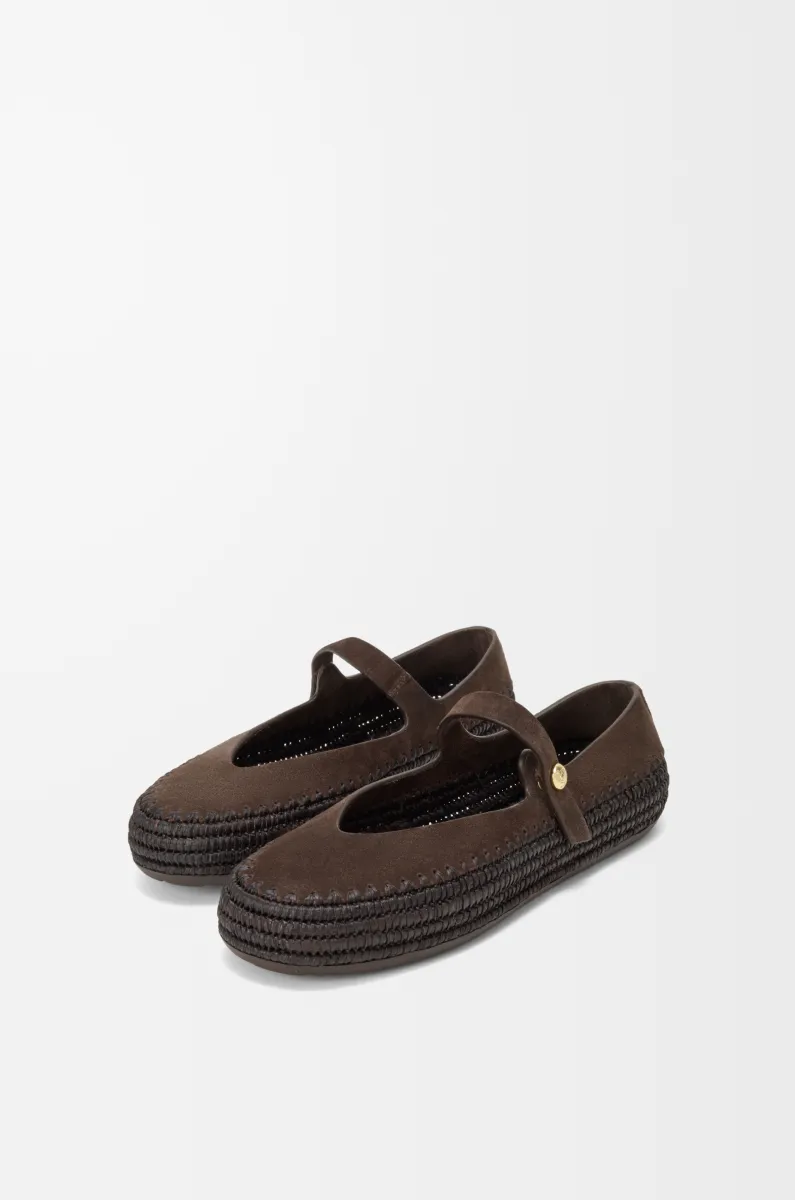 绒面革和拉菲草 Rio 玛丽珍鞋