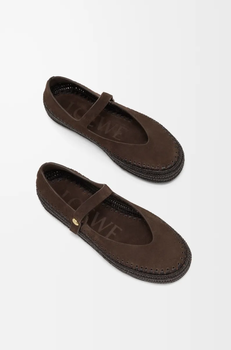 绒面革和拉菲草 Rio 玛丽珍鞋