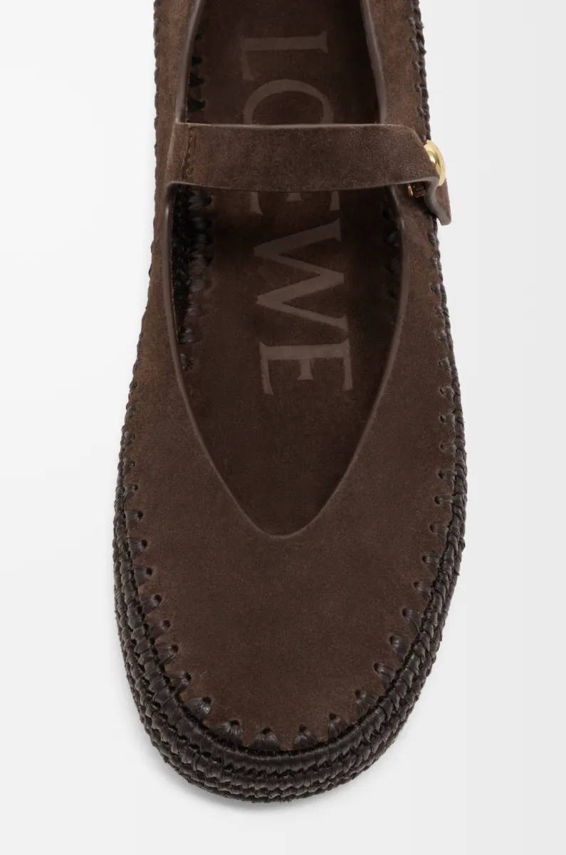 绒面革和拉菲草 Rio 玛丽珍鞋