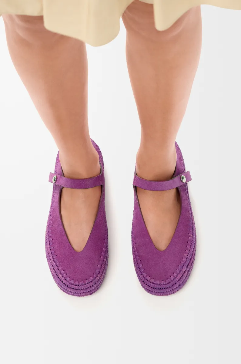 绒面革和拉菲草 Rio 玛丽珍鞋