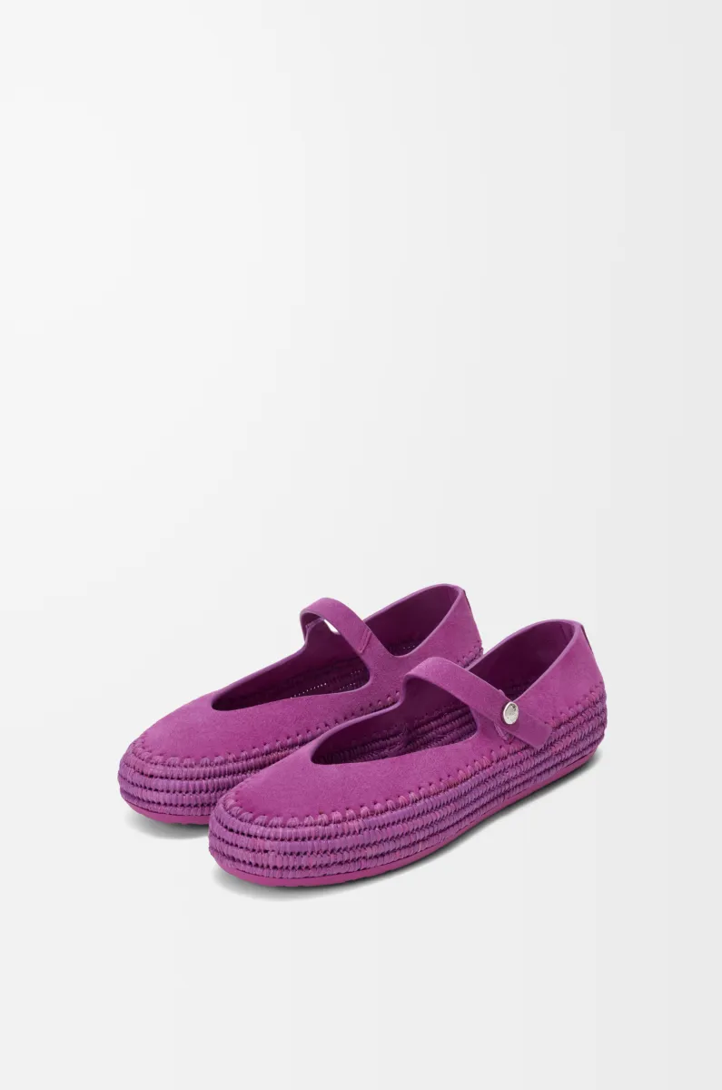 绒面革和拉菲草 Rio 玛丽珍鞋