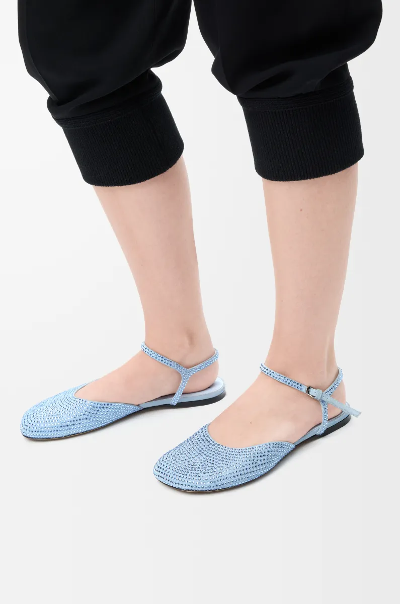 莱茵石绒面革 Toy 踝带芭蕾舞鞋