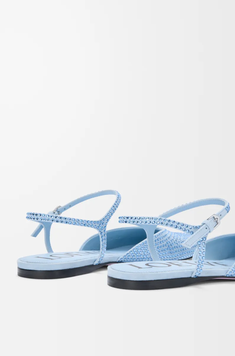 莱茵石绒面革 Toy 踝带芭蕾舞鞋