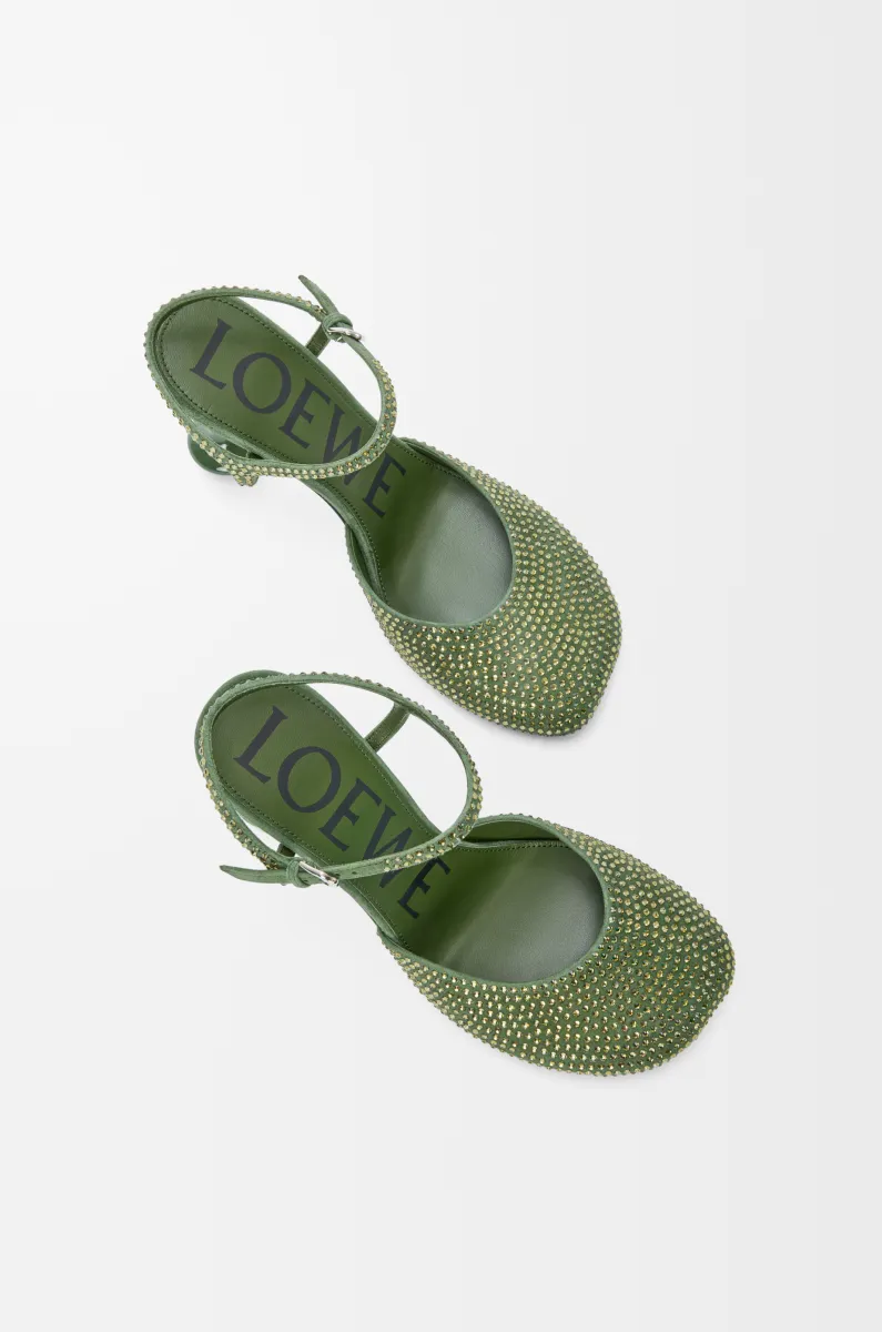 莱茵石绒面革 Toy 踝带高跟鞋