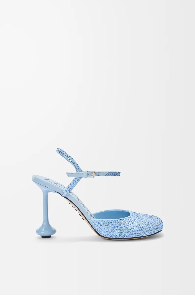 莱茵石绒面革 Toy 踝带高跟鞋