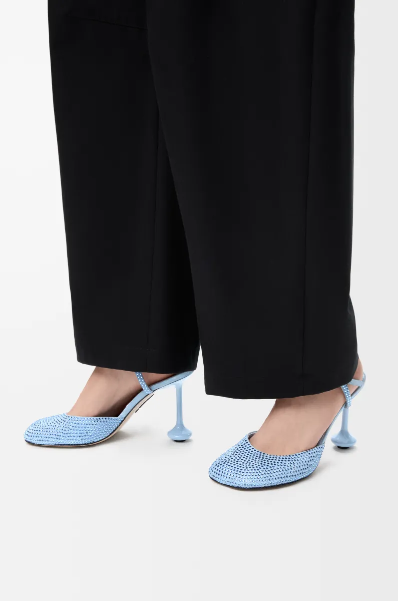 莱茵石绒面革 Toy 踝带高跟鞋