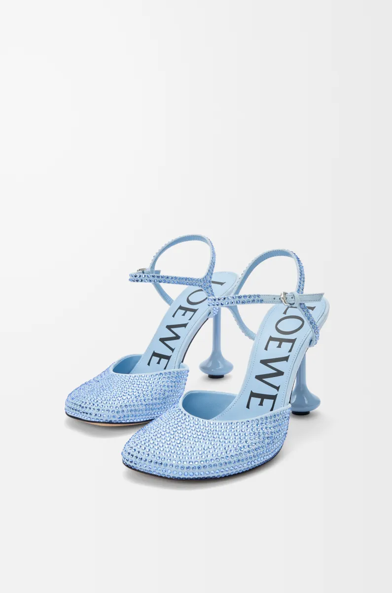 莱茵石绒面革 Toy 踝带高跟鞋