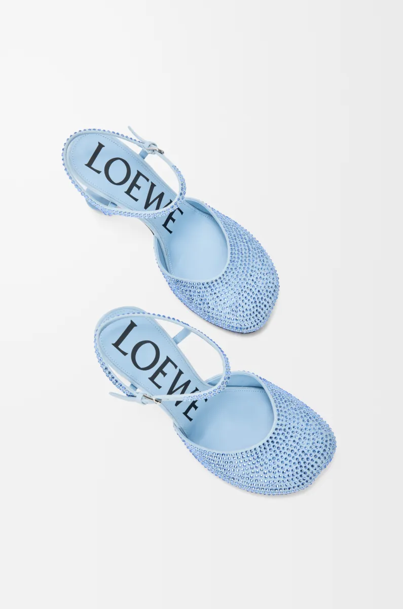 莱茵石绒面革 Toy 踝带高跟鞋