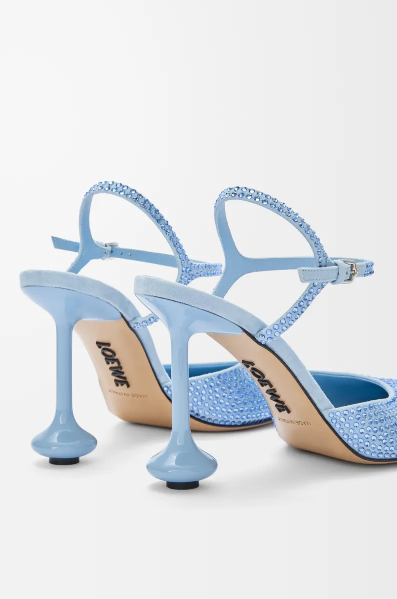 莱茵石绒面革 Toy 踝带高跟鞋