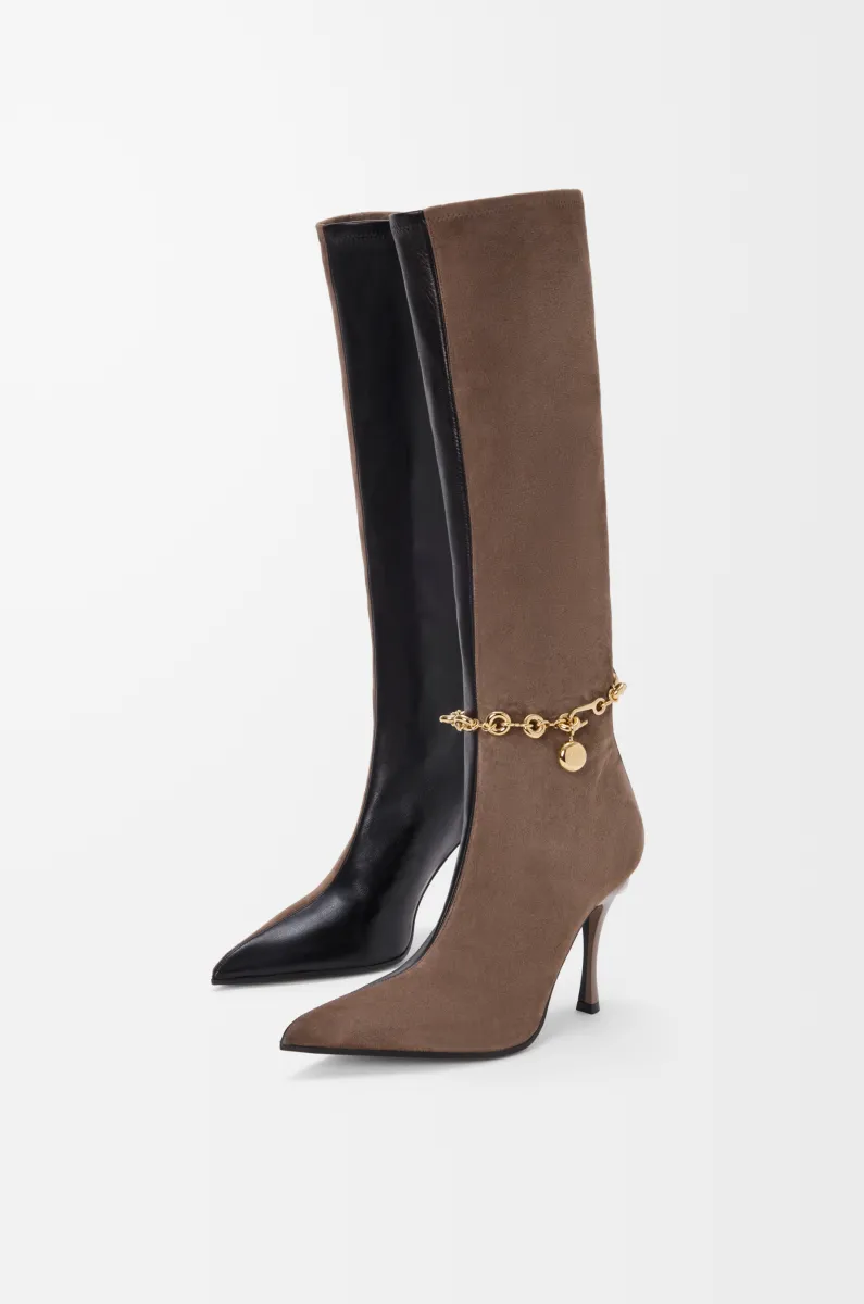 弹性羊皮革和绒面革 New Comic 靴子