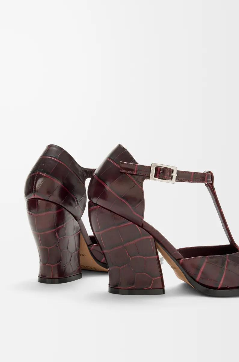 压纹牛皮革 Onda T 型高跟鞋