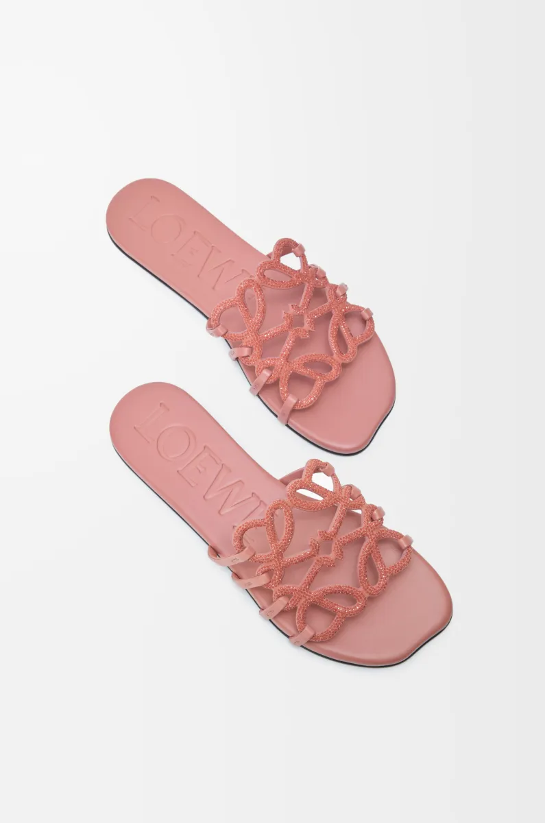 莱茵石绒面革 Petal Anagram 凉鞋