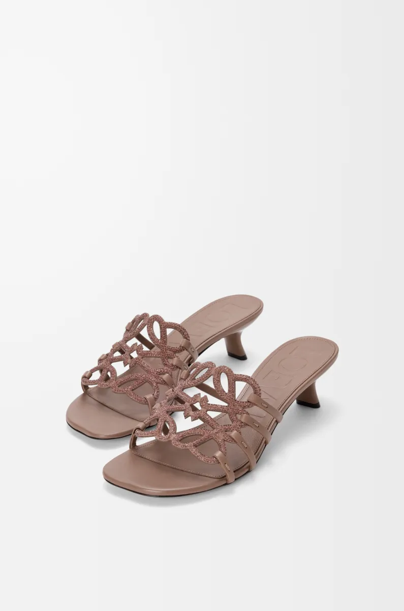 莱茵石绒面革 Petal Anagram 凉鞋