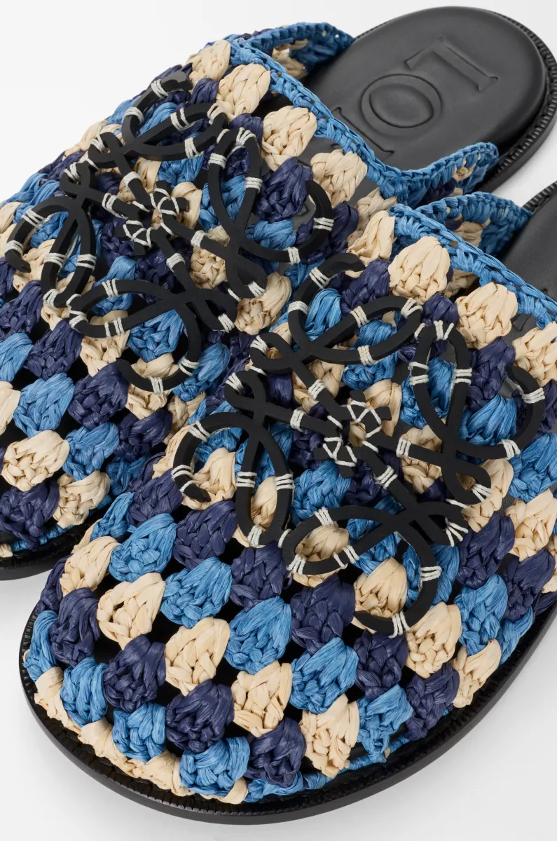 拉菲草和牛皮革 Flex 穆勒鞋