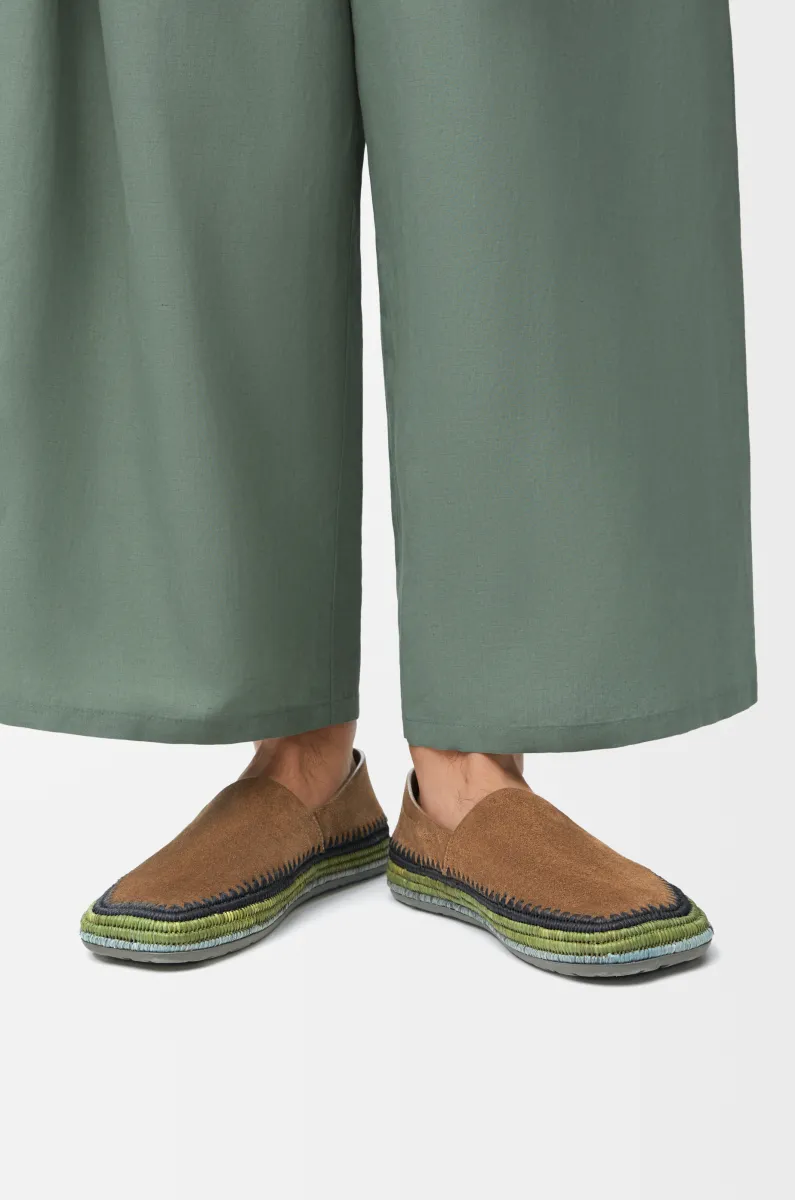 绒面革和拉菲草 Rio 拖鞋