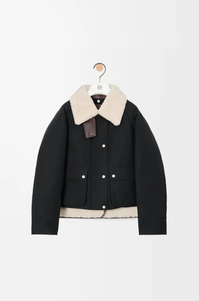 剪羊毛和棉质混纺外套