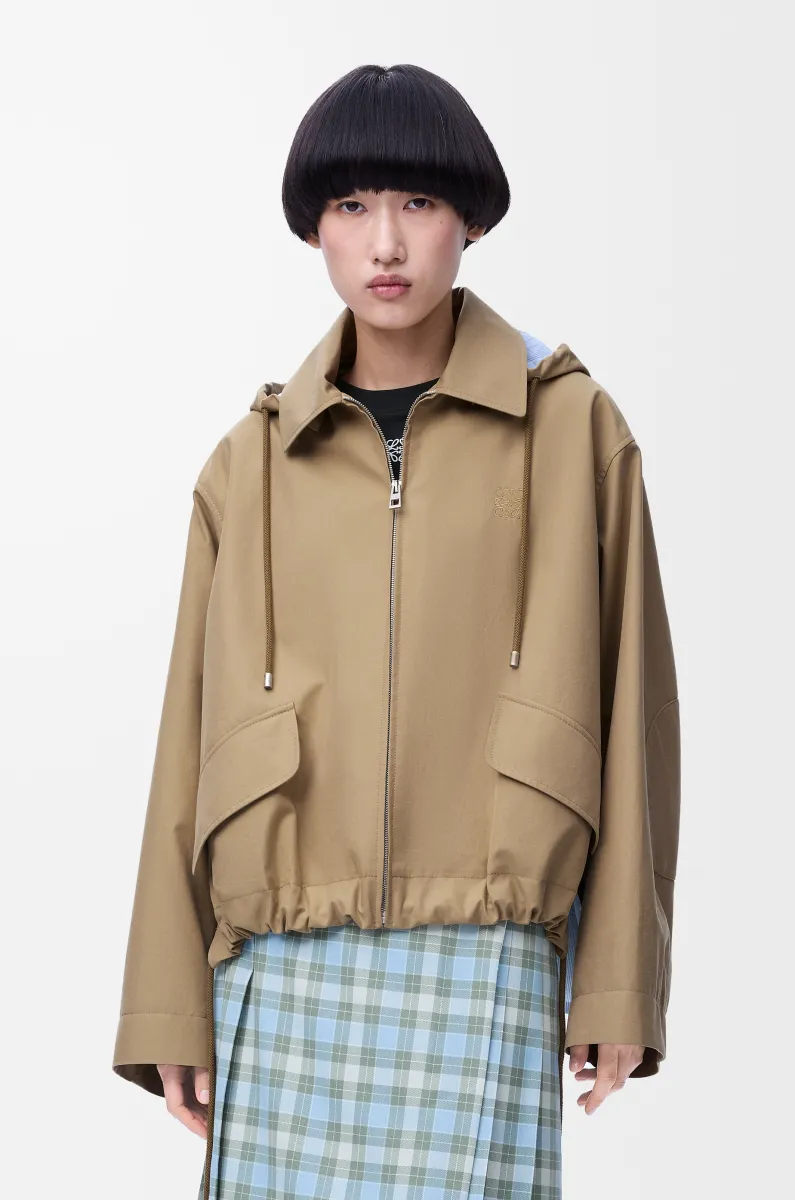 棉质连帽派克大衣