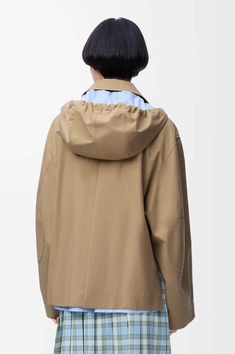 棉质连帽派克大衣