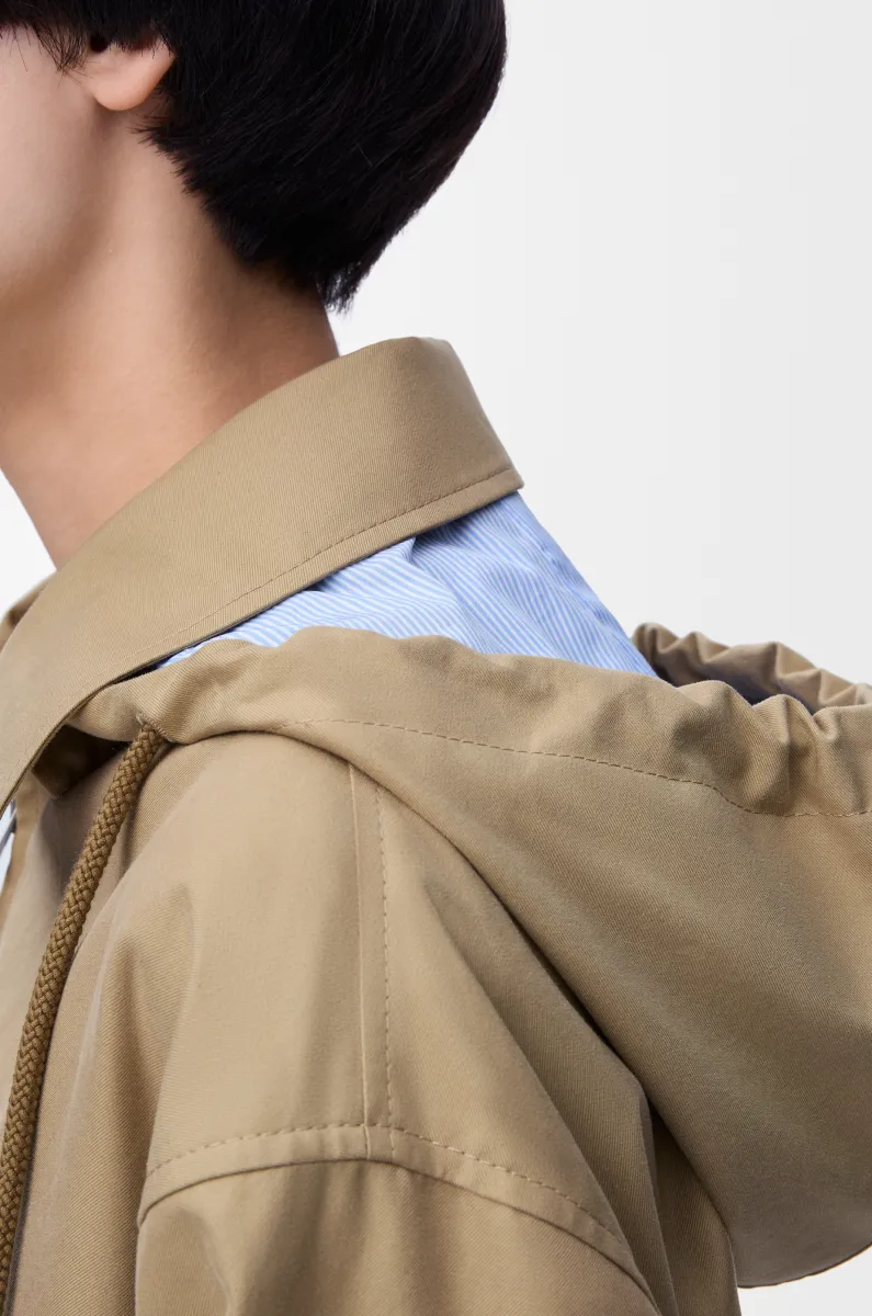 棉质连帽派克大衣