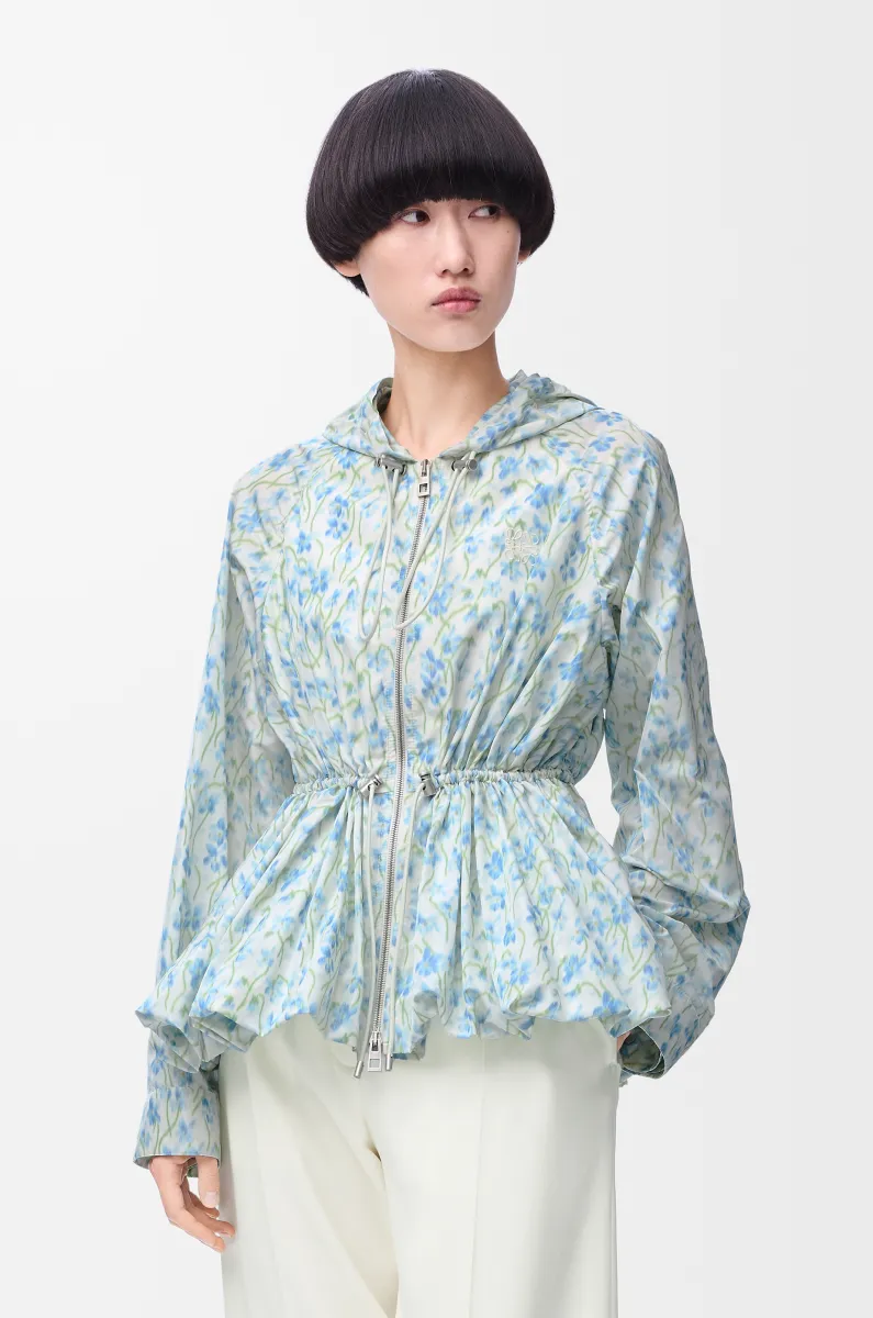 丝绸混纺塔夫绸连帽夹克