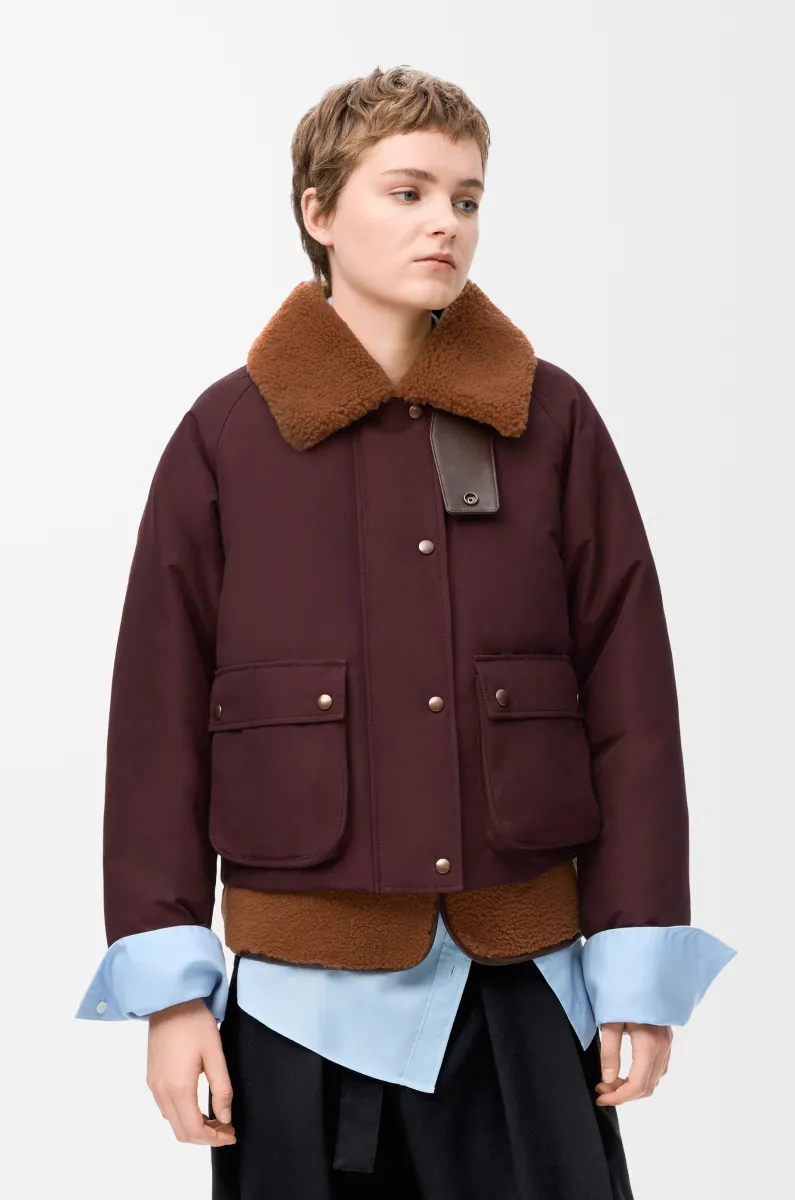 剪羊毛和棉质混纺外套