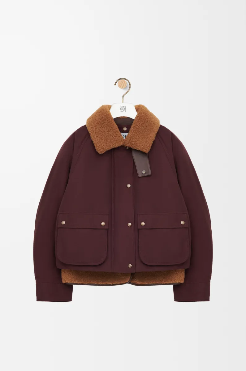 剪羊毛和棉质混纺外套