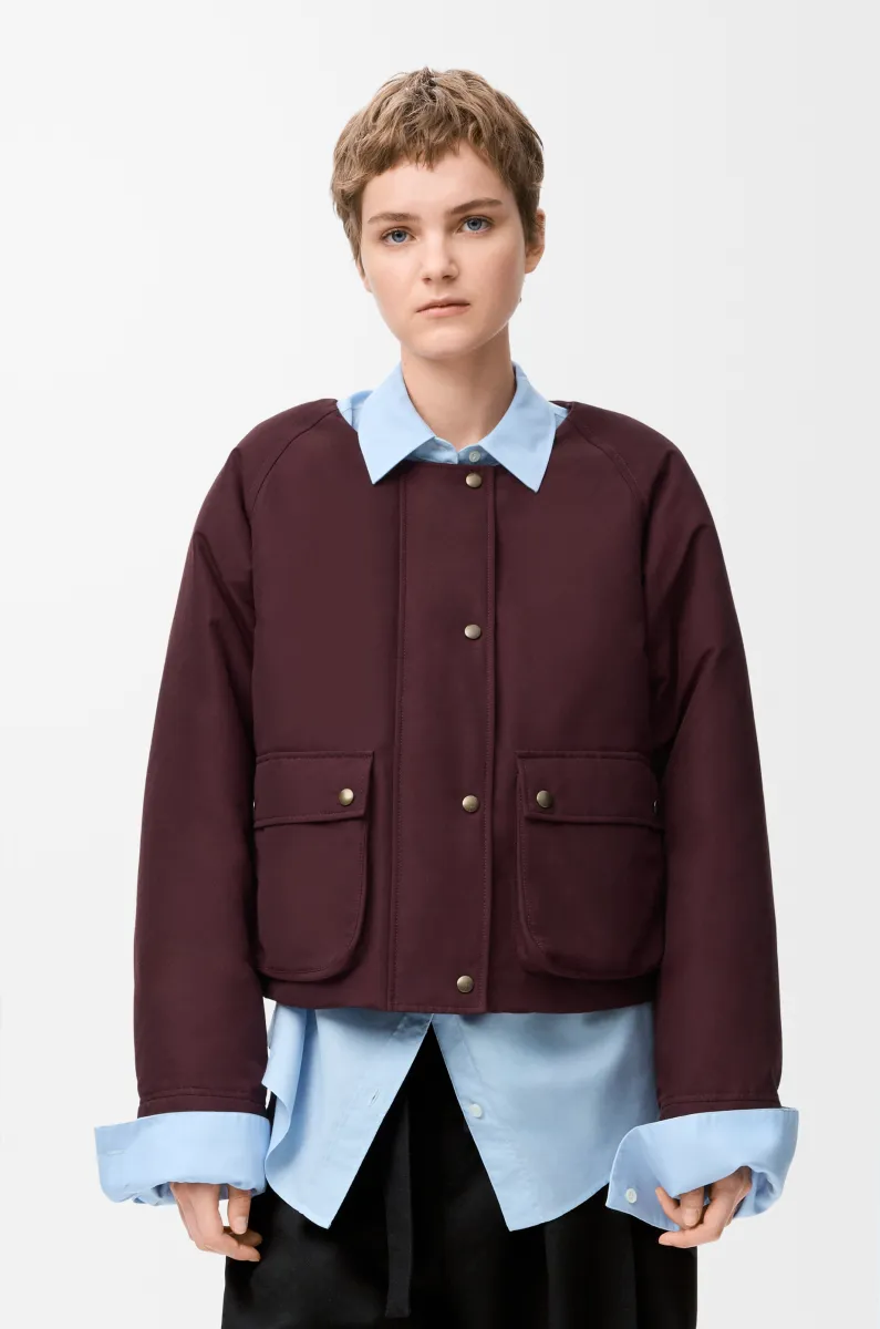 剪羊毛和棉质混纺外套