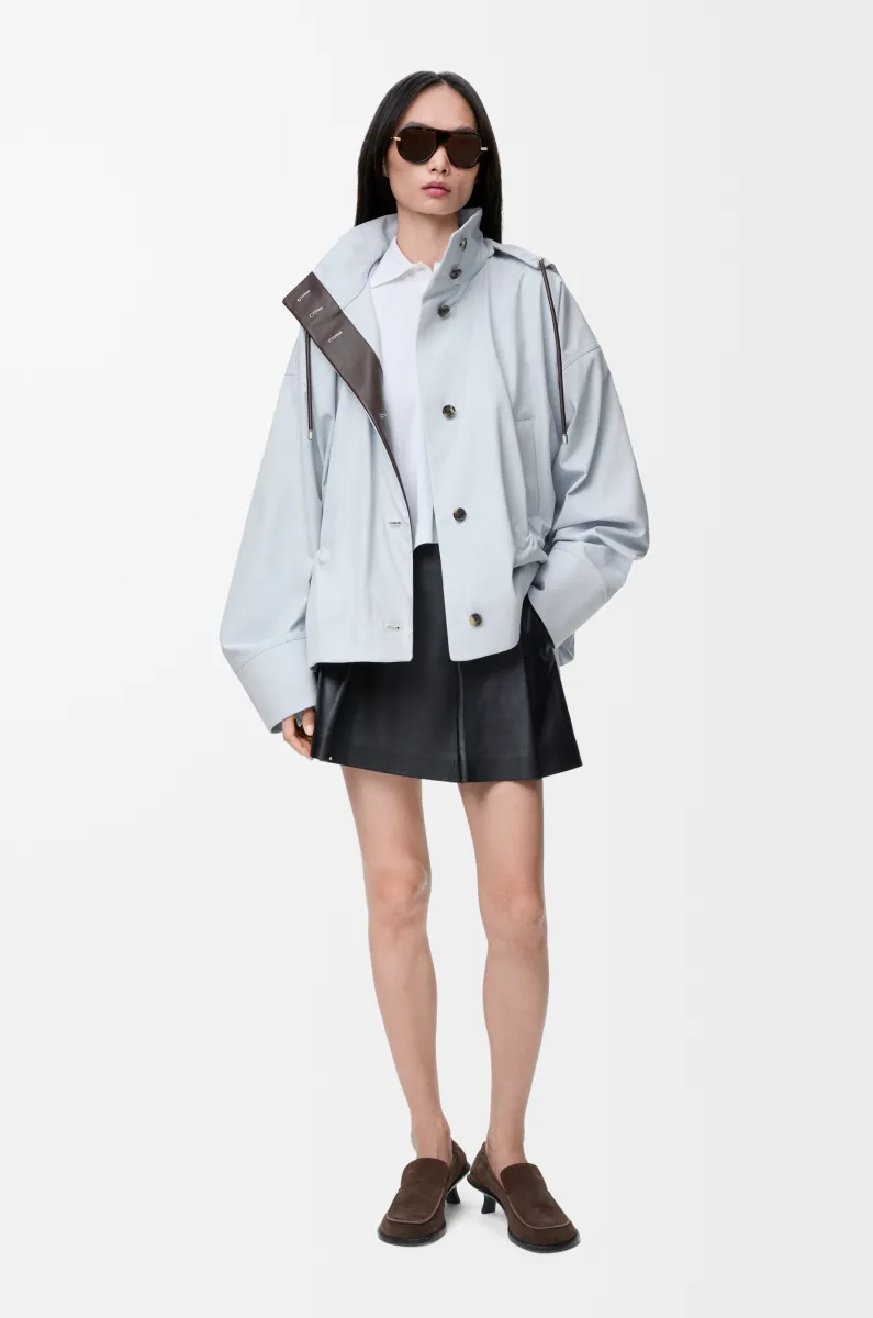 棉质和丝绸连帽夹克