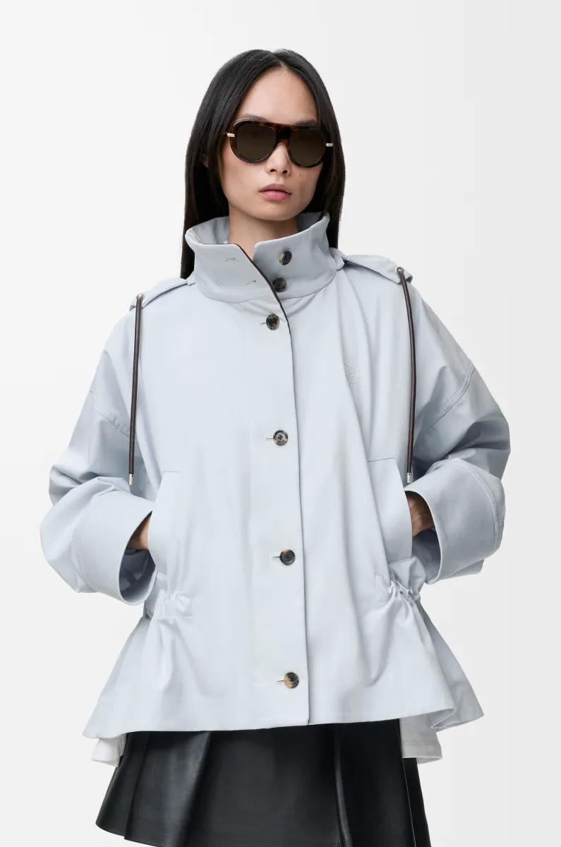 棉质和丝绸连帽夹克