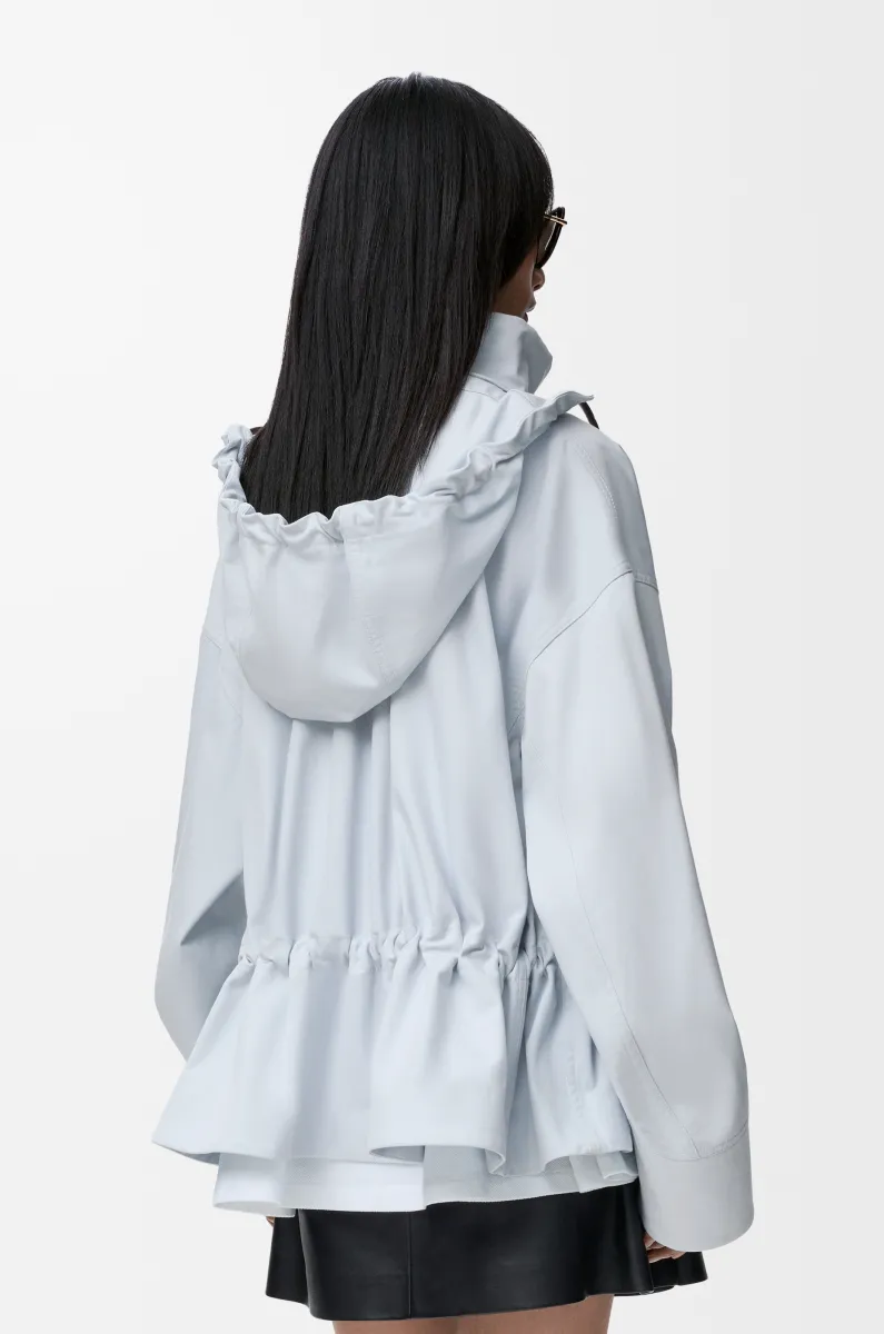 棉质和丝绸连帽夹克