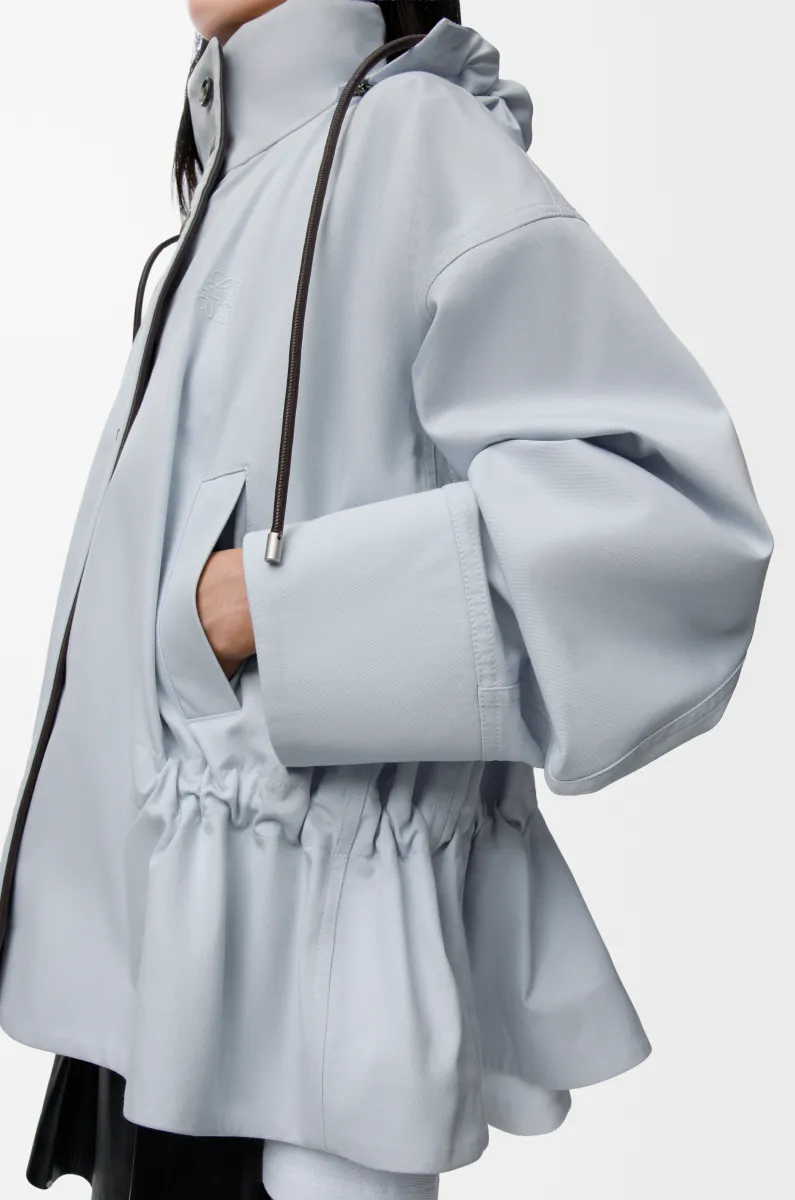 棉质和丝绸连帽夹克