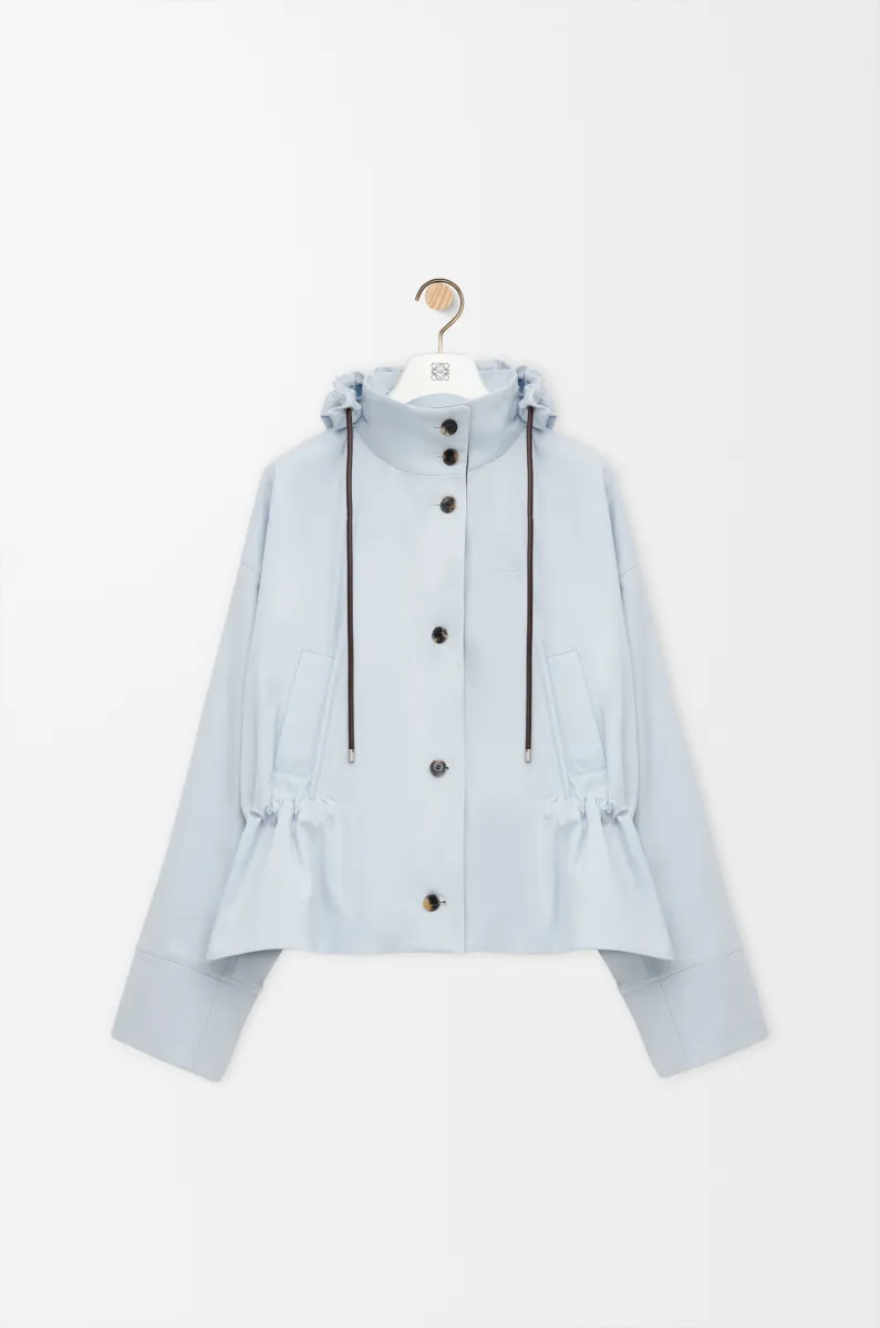 棉质和丝绸连帽夹克