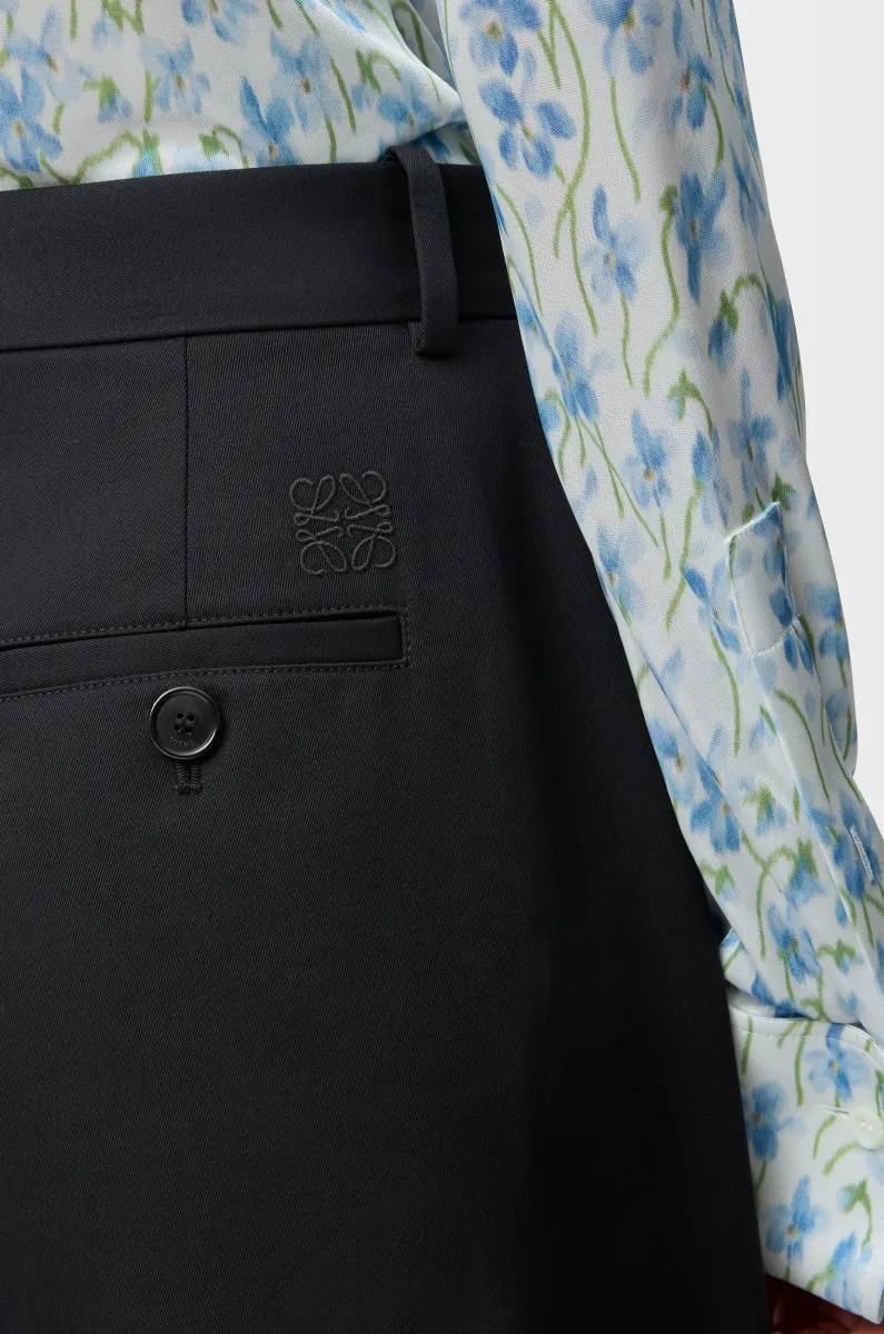 棉质和丝绸锥形长裤