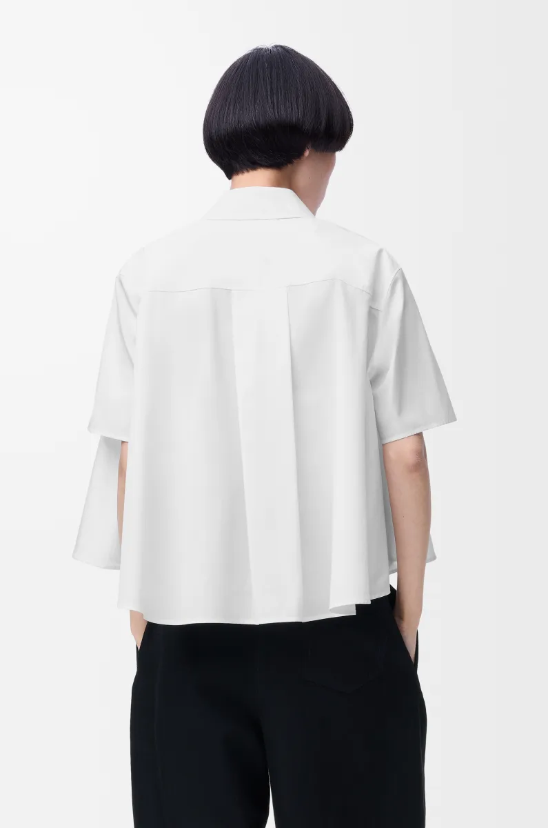 棉质短袖梯形衬衫