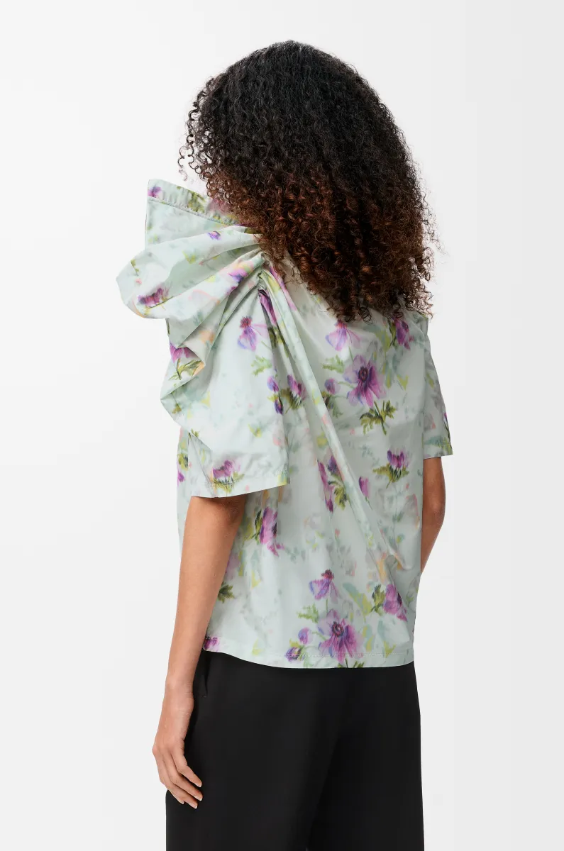 丝绸混纺塔夫绸垂坠上衣