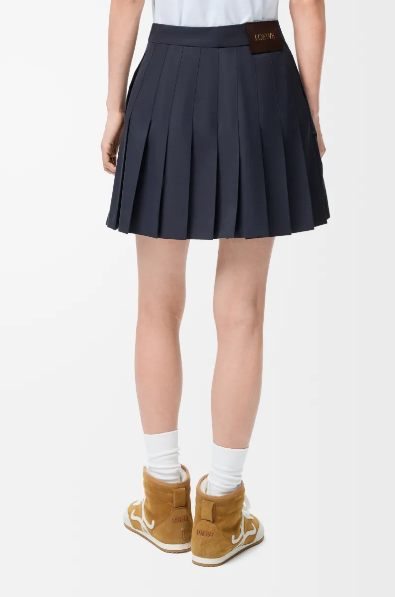 棉质混纺褶裥迷你半身裙