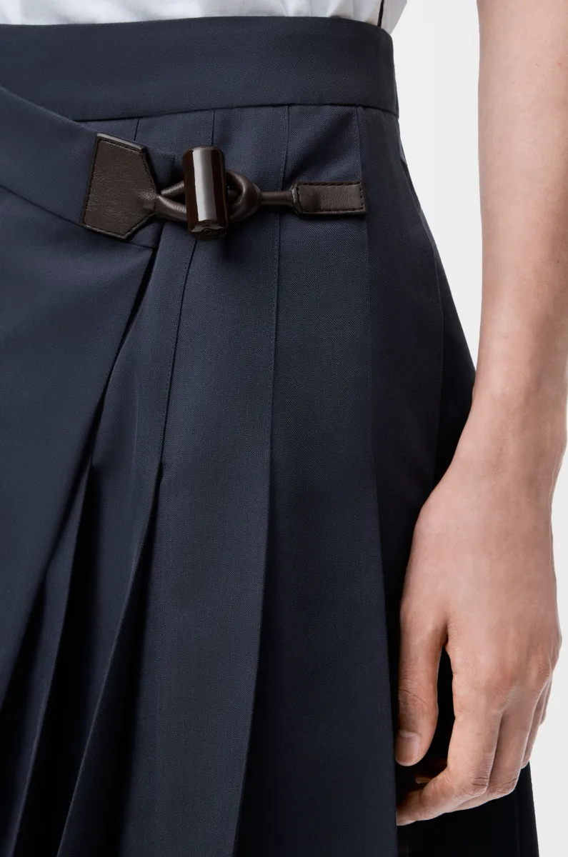 棉质混纺褶裥迷你半身裙