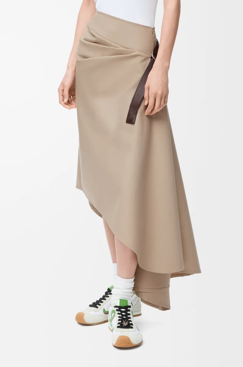 棉质和丝绸腰带半身裙