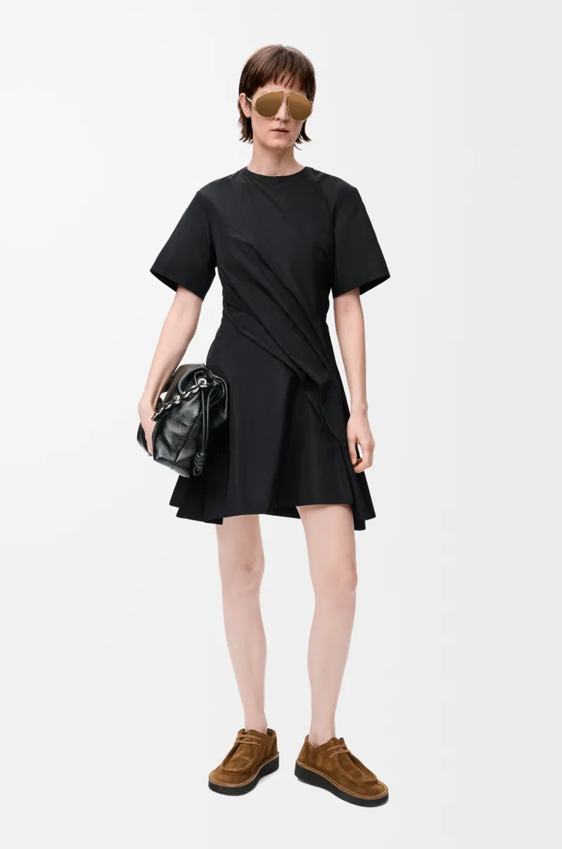 丝绸混纺塔夫绸扭褶连衣裙